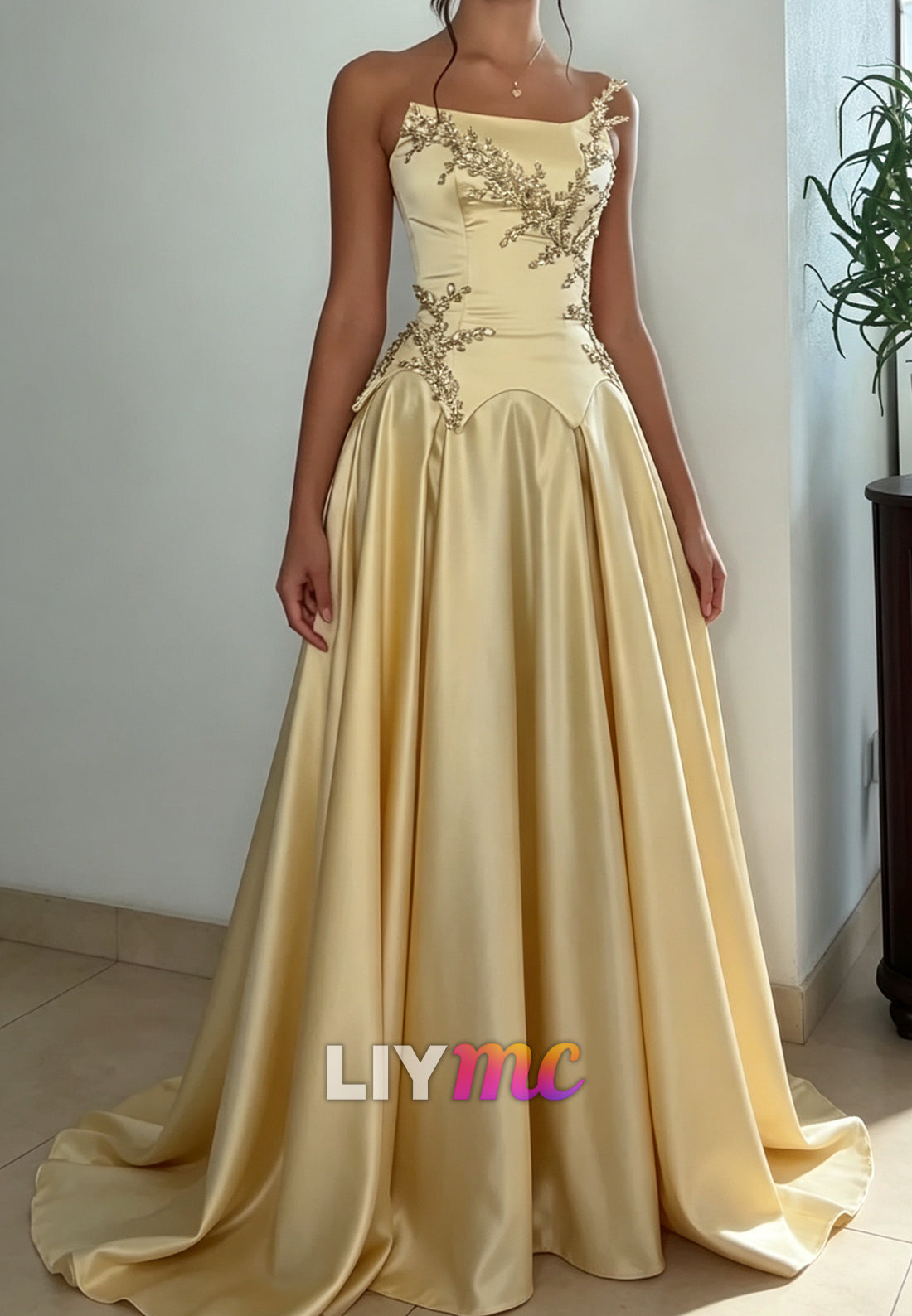 Corset Evening Gown with Beaded Basques Waist