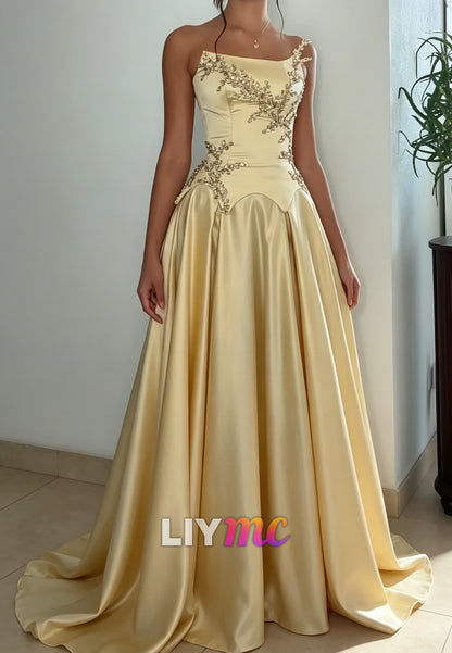 Corset Evening Gown with Beaded Basques Waist