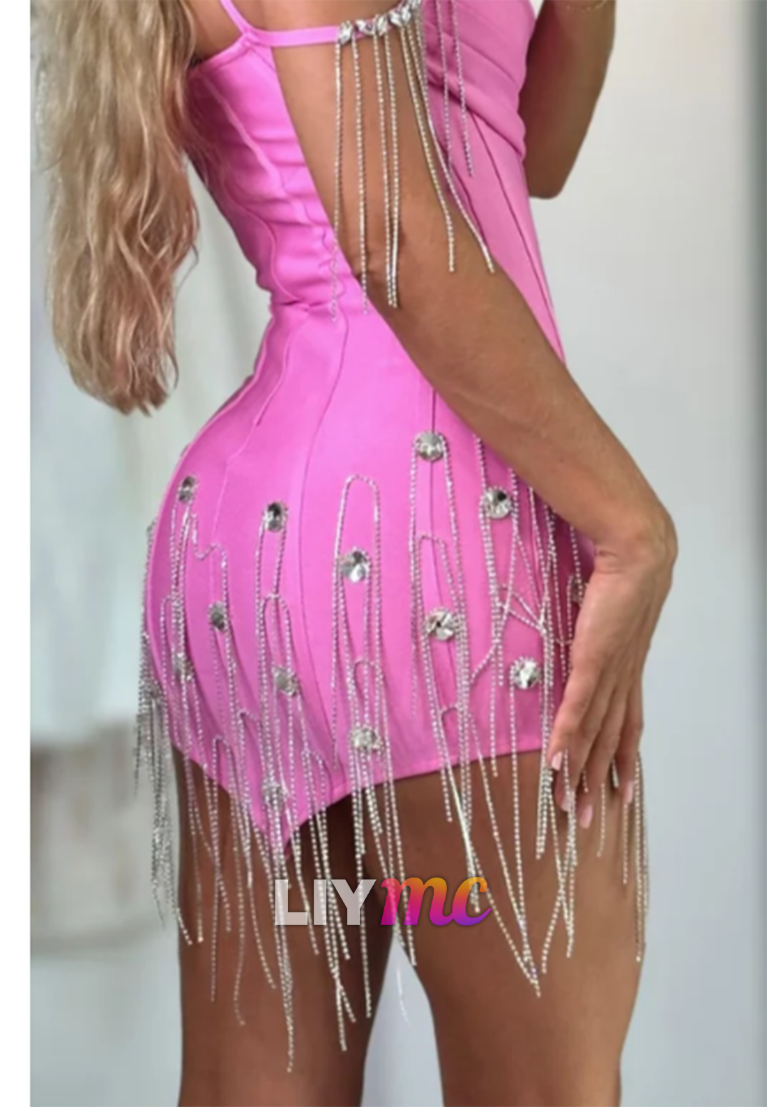 Rhinestone Fringe Sweetheart Corset Mini Dress