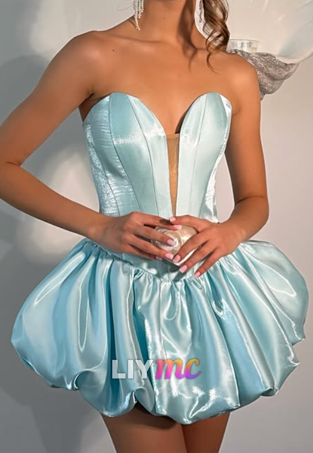 Strapless Corset Mini Dress with Bubble Skirt