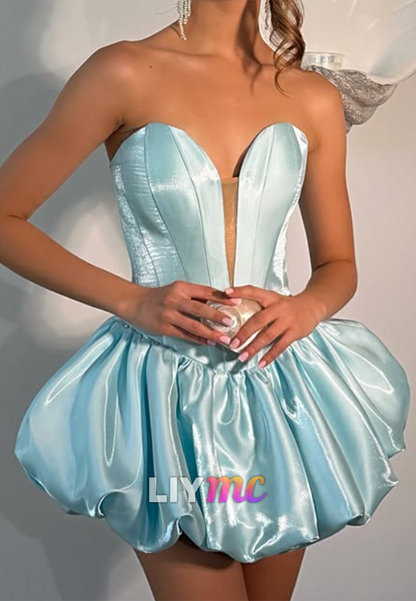 Strapless Corset Mini Dress with Bubble Skirt