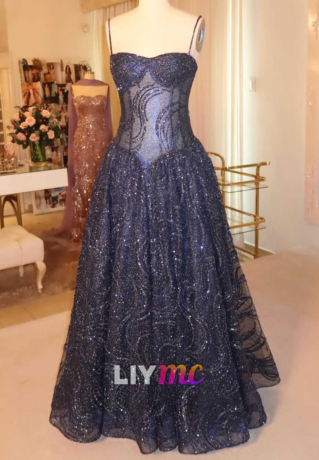 Glitter Sweetheart Corset A-Line Gown