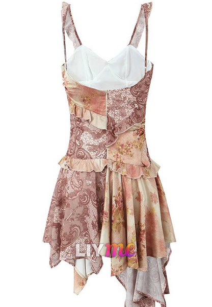 Halter Neck Ruffle Asymmetrical Hem Mini Dress