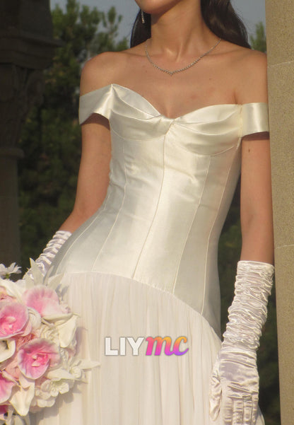 Off-the-Shoulder Corset A-Line Wedding Dress
