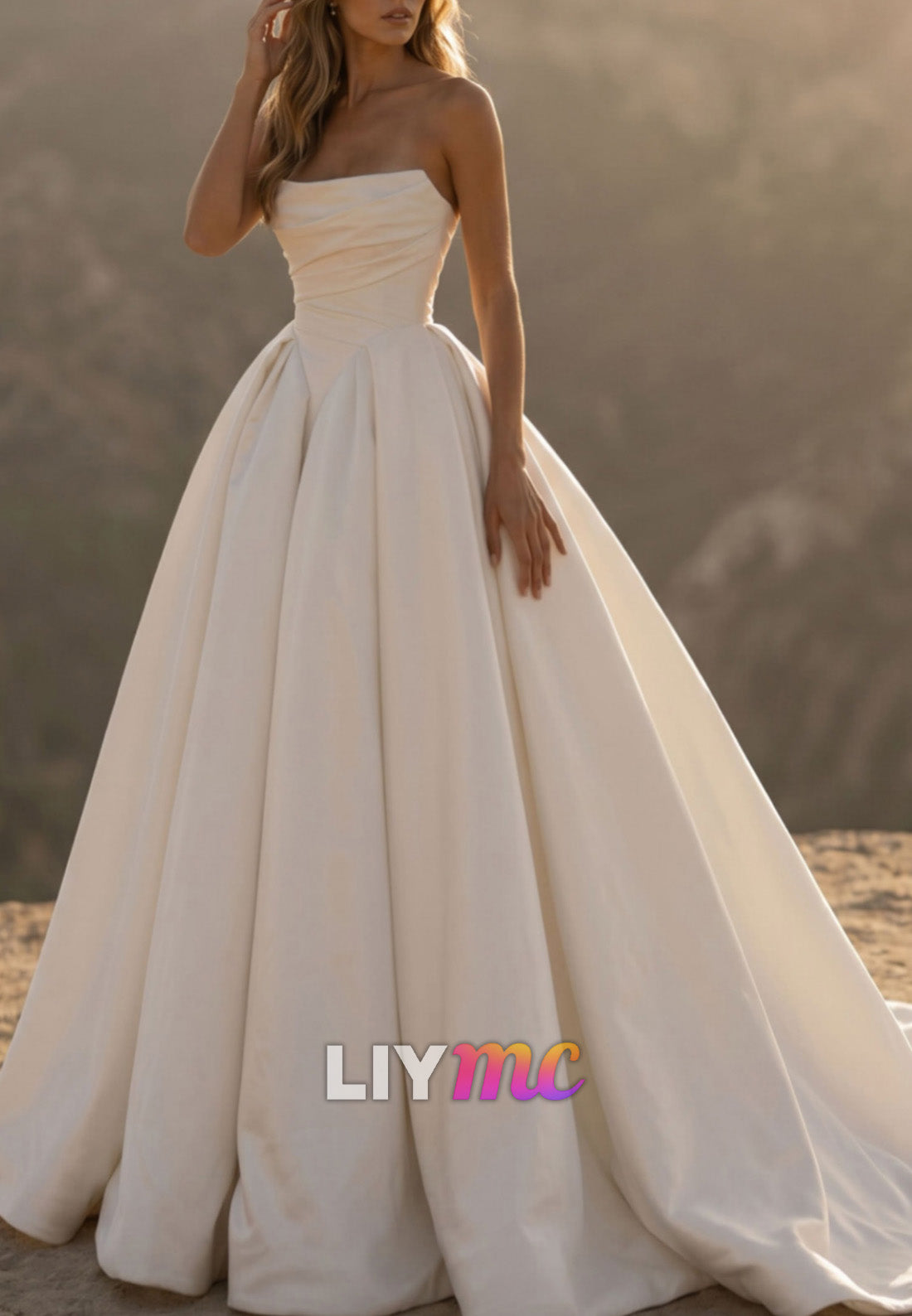 Strapless Ruched Ball Gown Wedding Dress