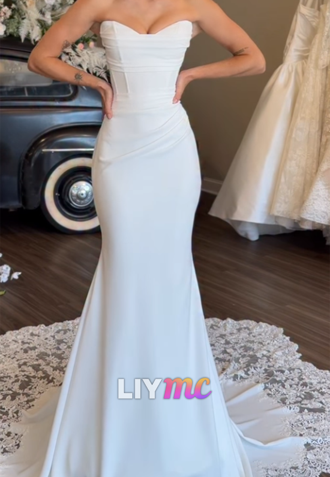 Strapless Sweetheart Mermaid Wedding Gown with Train