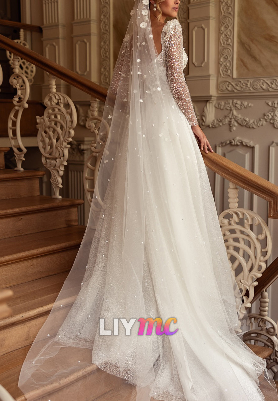 Glitter A-Line Wedding Dress with Corset Bodice