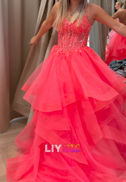Tiered Ball Gown with Corset Bodice