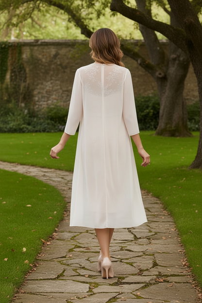 Embroidered Lace Sheath Dress with Chiffon Duster