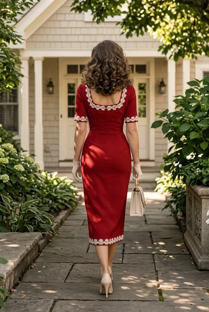 Floral Applique Bolero Dress Set with Scoop Neck