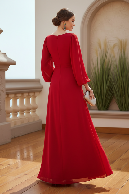 Open Back V-Neck Floor-Length Evening Gown