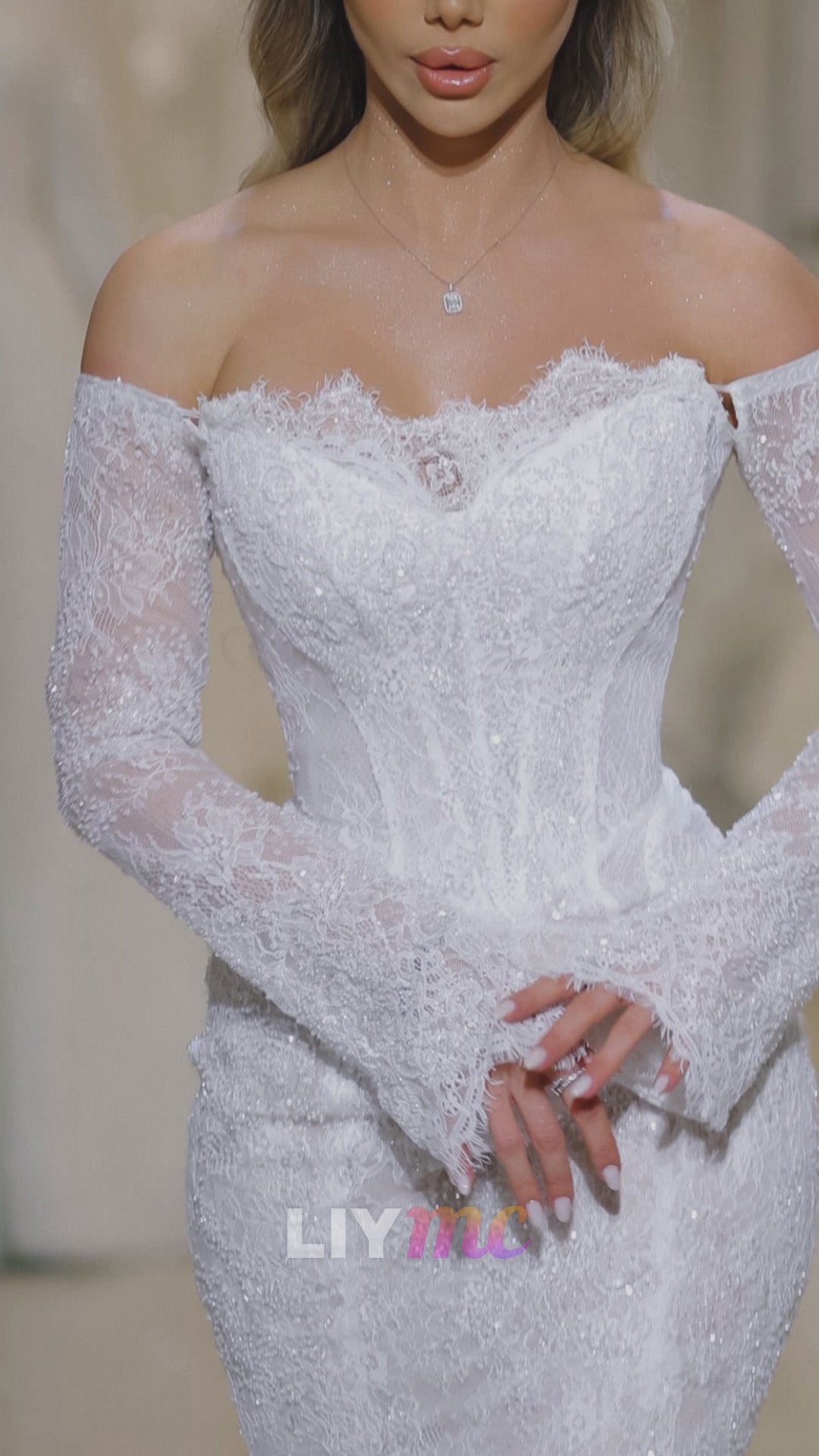 Lace Off-the-Shoulder Corset Mermaid Wedding Dress