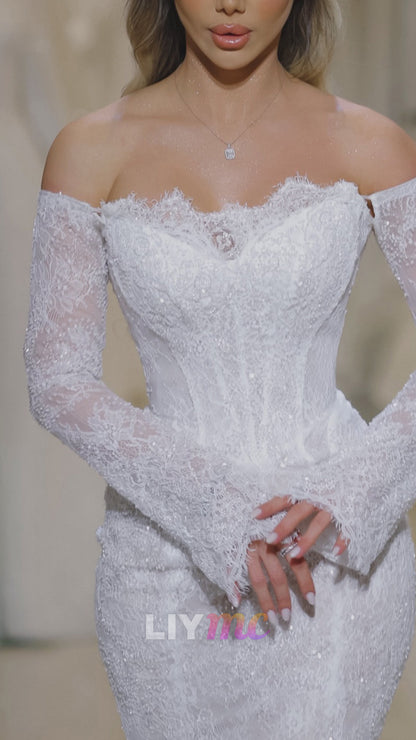 Lace Off-the-Shoulder Corset Mermaid Wedding Dress