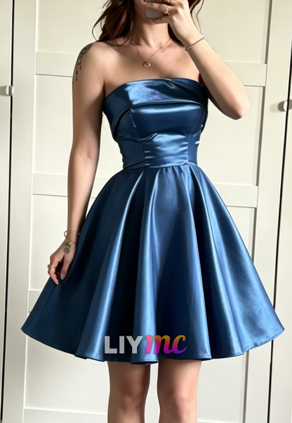Strapless Satin A-Line Homecoming Dress