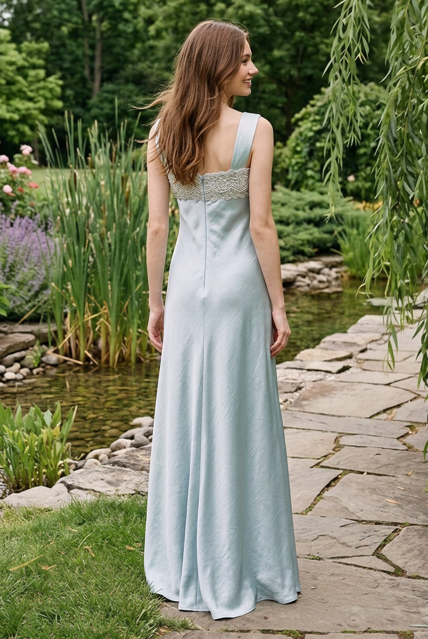 Embellished Square Neck A-Line Ankle Dress