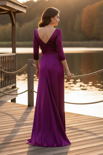 Off-Shoulder Wrap Gown with 3D Flower Detail