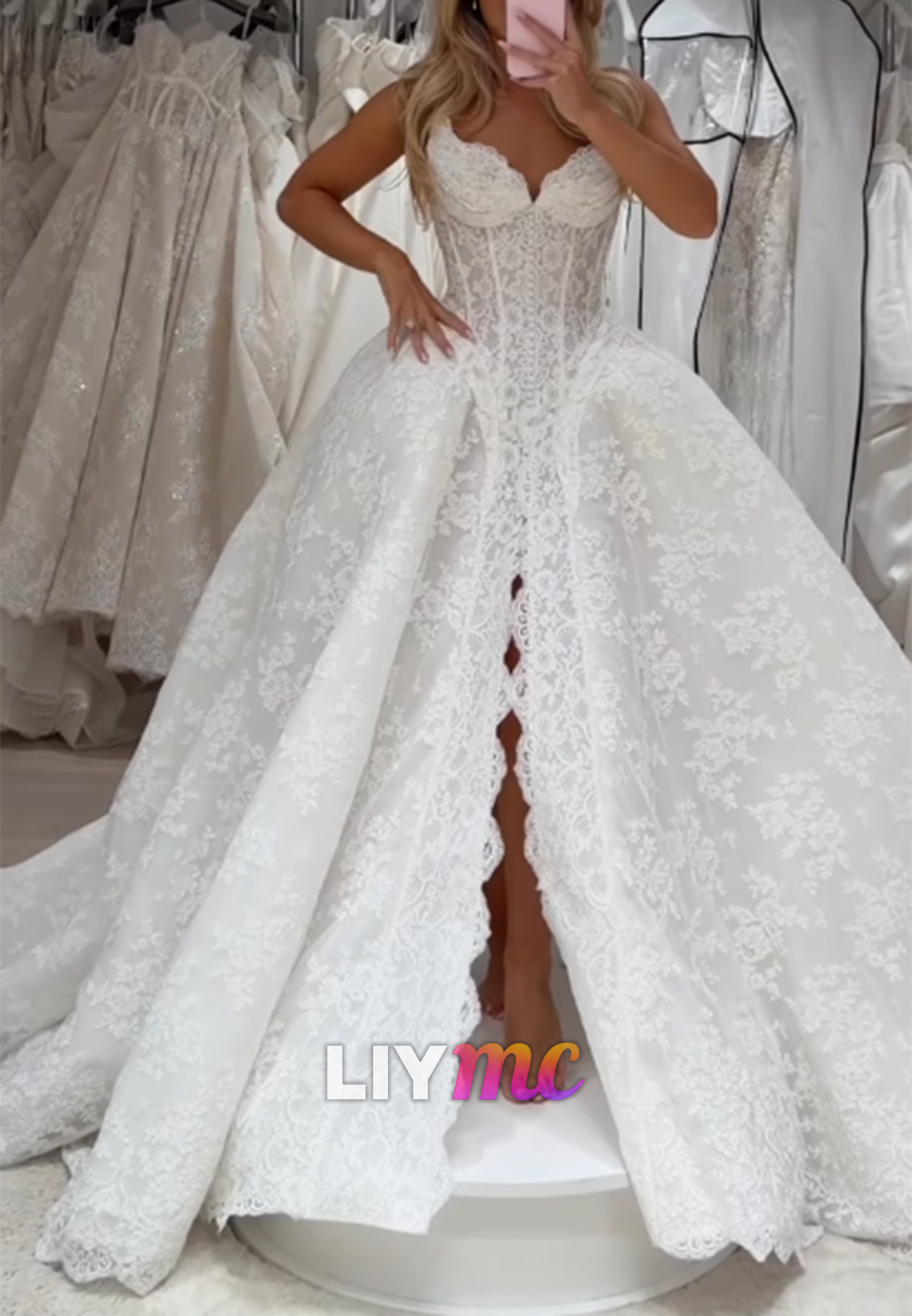 Sweetheart Corset Lace Ball Gown Wedding Dress