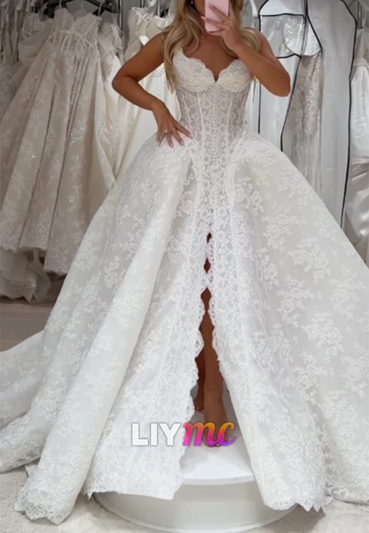 Sweetheart Corset Lace Ball Gown Wedding Dress