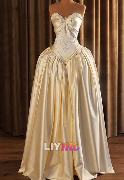 Embroidered Basqued Ball Gown Wedding Dress