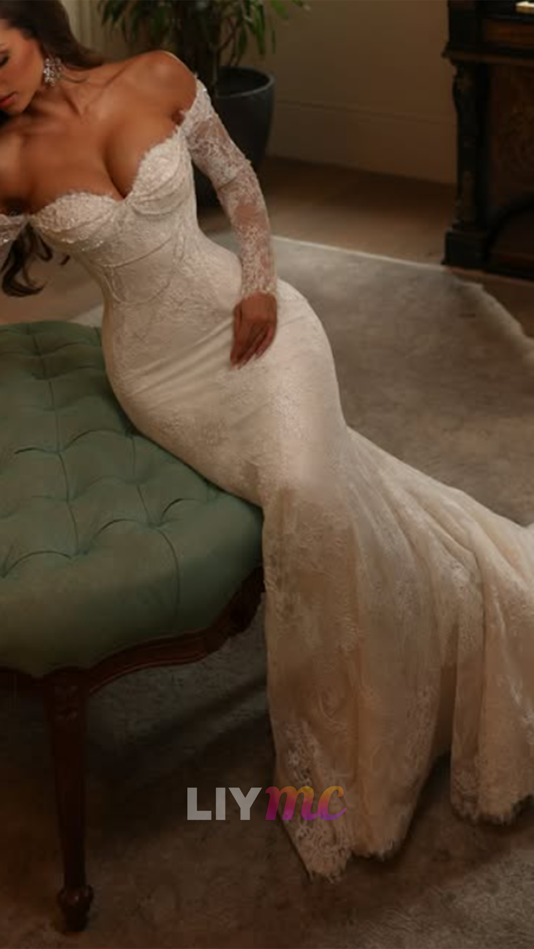 Lace Off-the-Shoulder Corset Mermaid Wedding Dress