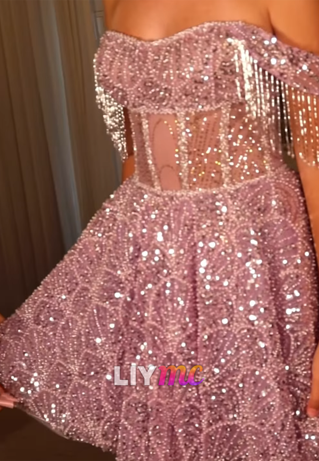 Sweetheart Sequin Corset Mini Dress with Fringe
