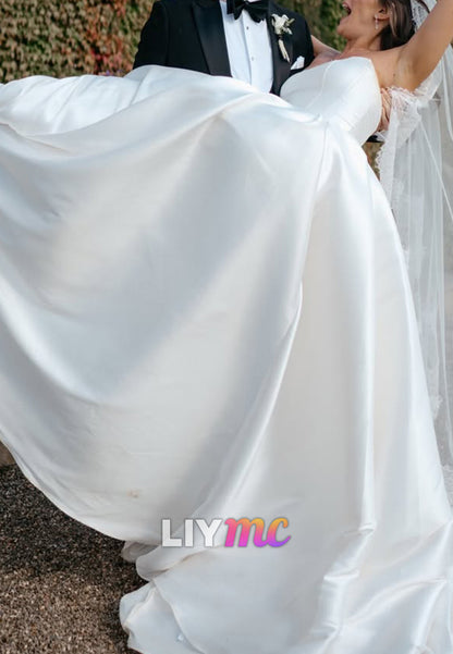 Strapless Pleated Ball Gown Wedding Dress