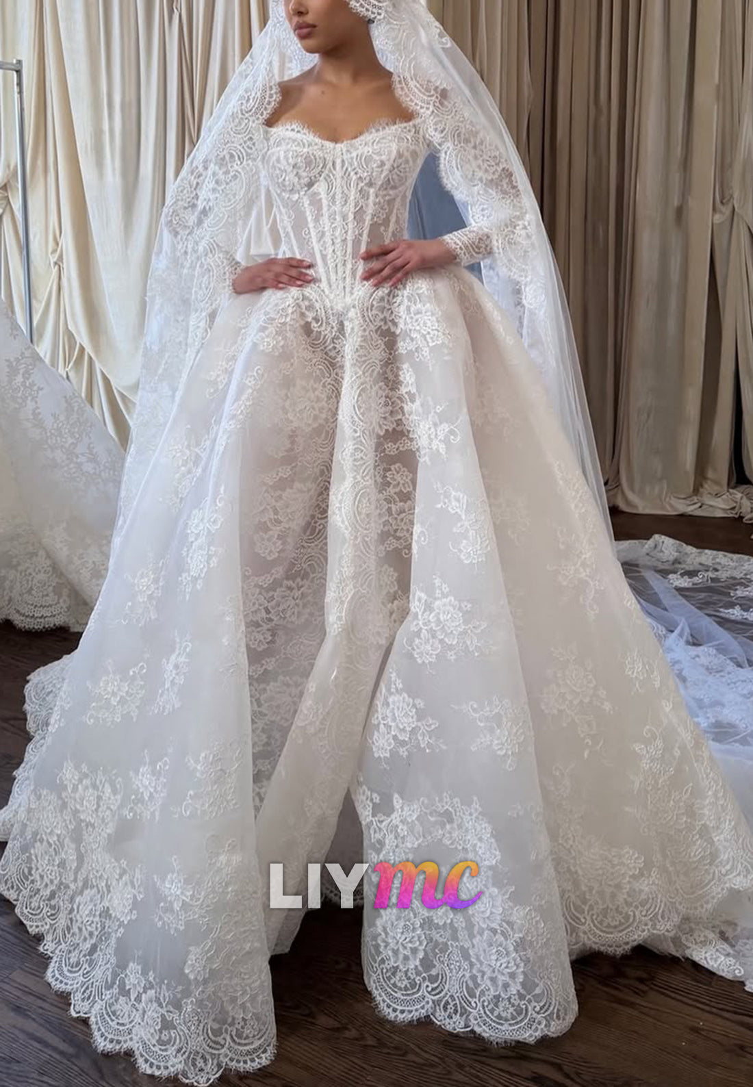 Lace Corset Ball Gown Wedding Dress
