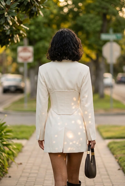 Corset Blazer Dress with Notched Lapels
