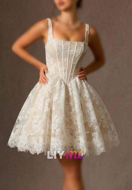 Lace Corset Fit and Flare Short Homecoming Dress