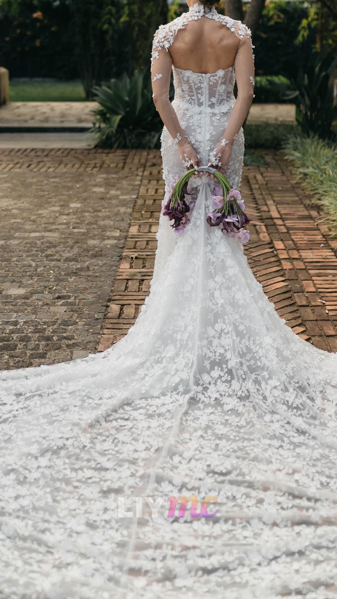 3D Floral Lace Mermaid Wedding Dress