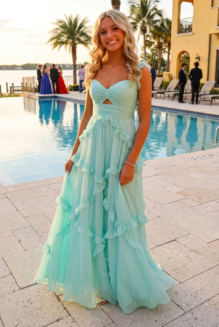Tiered Ruffle Maxi Dress with Cut-Out Detail