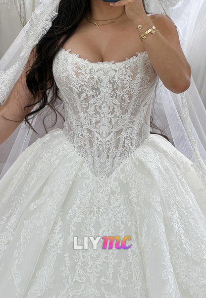 Strapless Lace Corset Ball Gown Wedding Dress