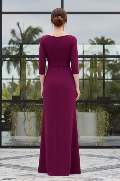 Asymmetrical Crepe Evening Gown with Slit