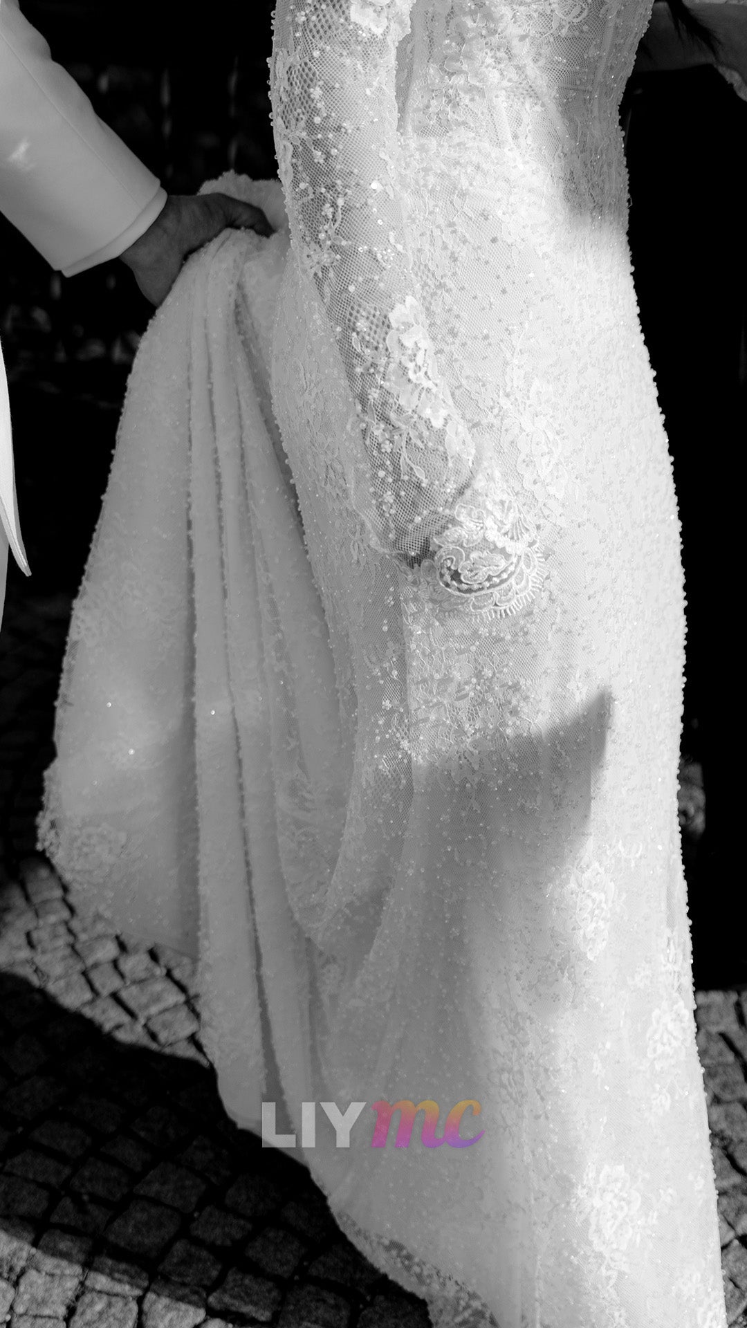 Pearl Beaded Corset Lace Wedding Dress