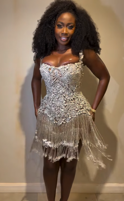 Embellished Fringe Corset Mini Dress