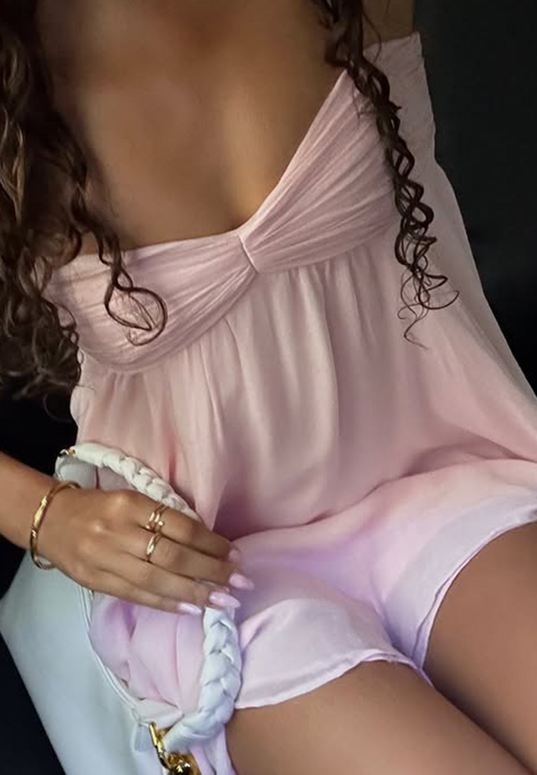 Empire Babydoll Mini Dress with Spaghetti Straps