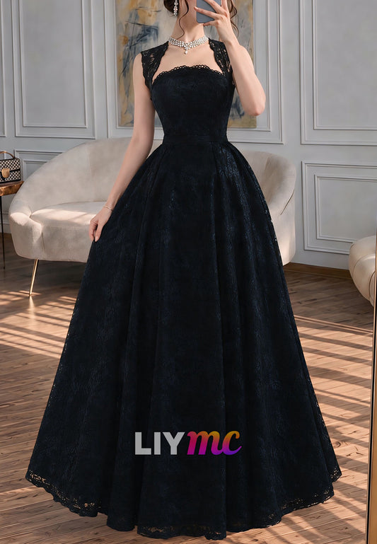 Elegant Lace Cap Sleeve A-Line Ball Gown