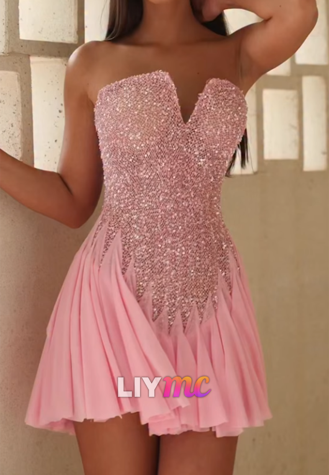 Sequin Corset Strapless Mini Party Dress