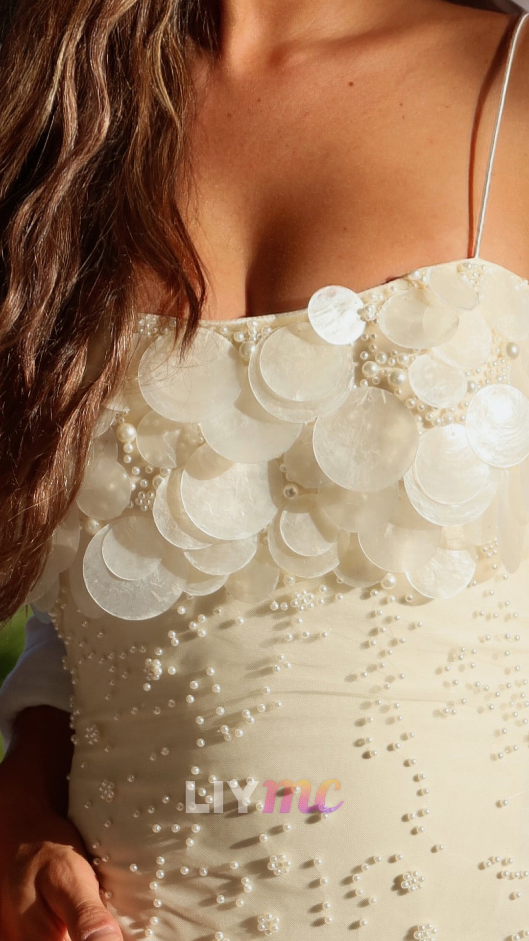 Pearl Embellished Sheer Maxi Dress with Discs