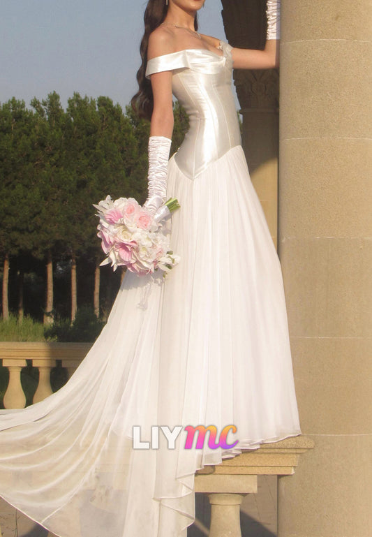 Off-the-Shoulder Corset A-Line Wedding Dress