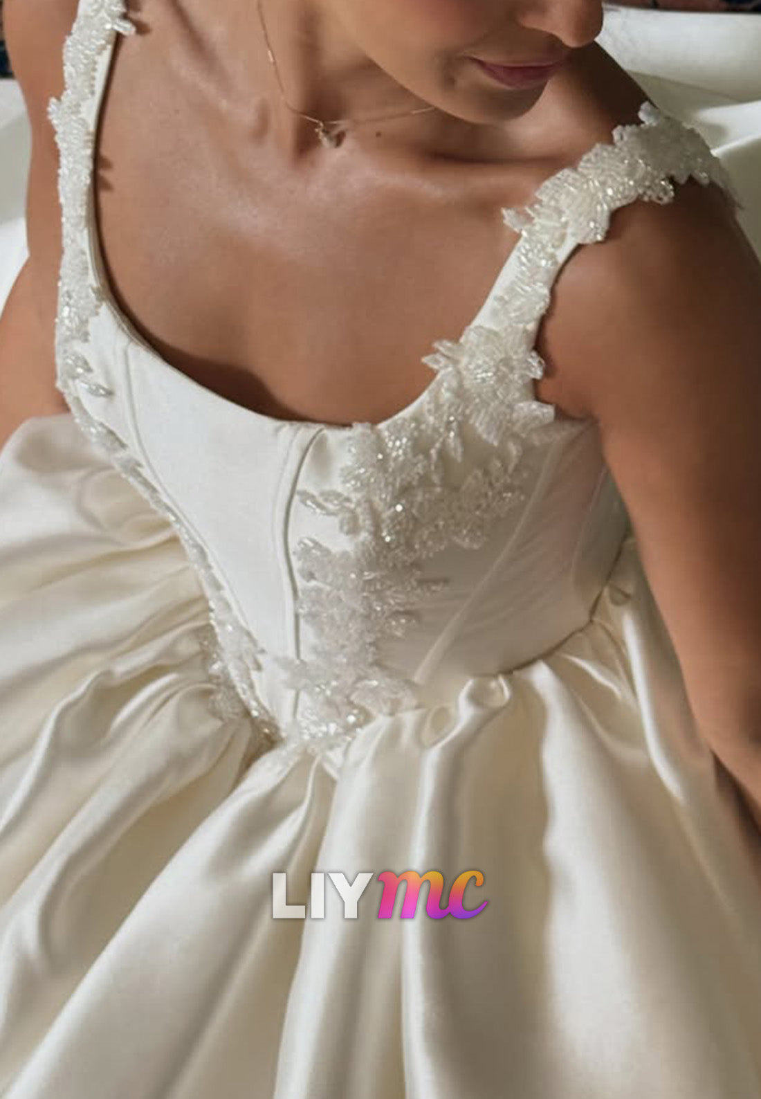 Beaded Lace Ball Gown Wedding Dress with Pockets