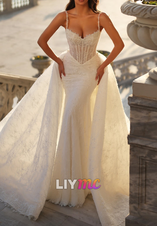 Corset Mermaid Wedding Dress with Overskirt