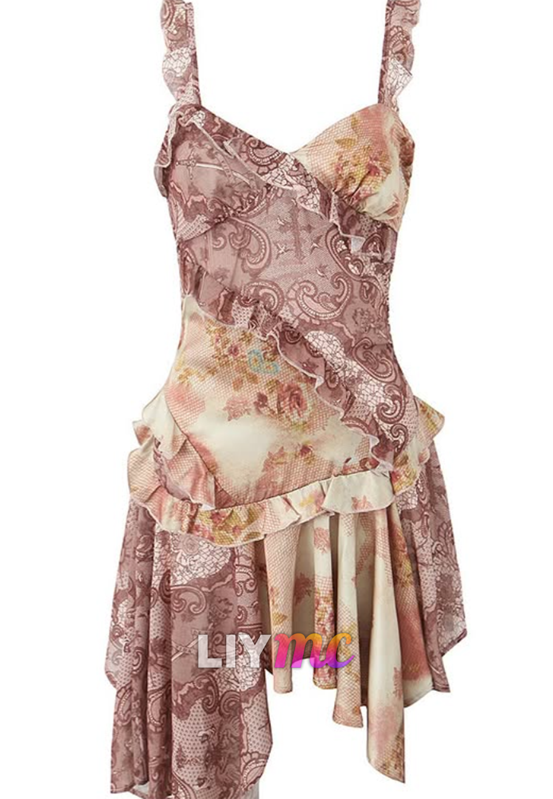 Halter Neck Ruffle Asymmetrical Hem Mini Dress