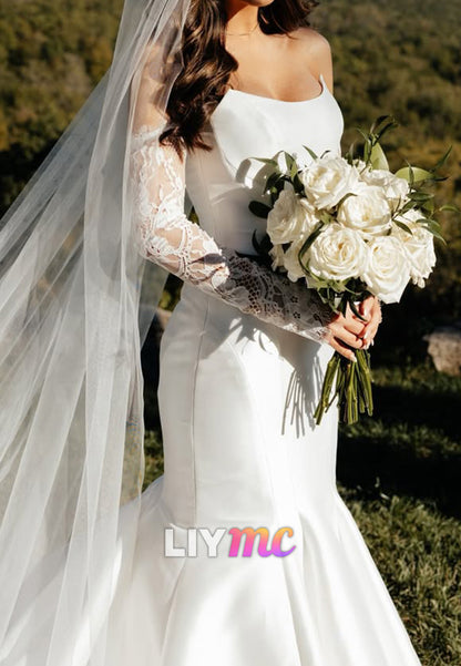 Strapless Scoop Neck Mermaid Wedding Dress