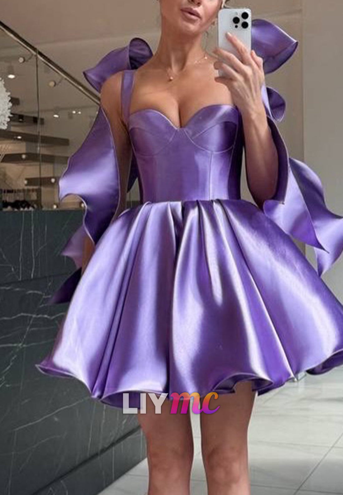 Sweetheart Corset Satin Mini Dress with Statement Bows
