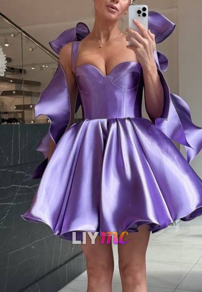 Sweetheart Corset Satin Mini Dress with Statement Bows