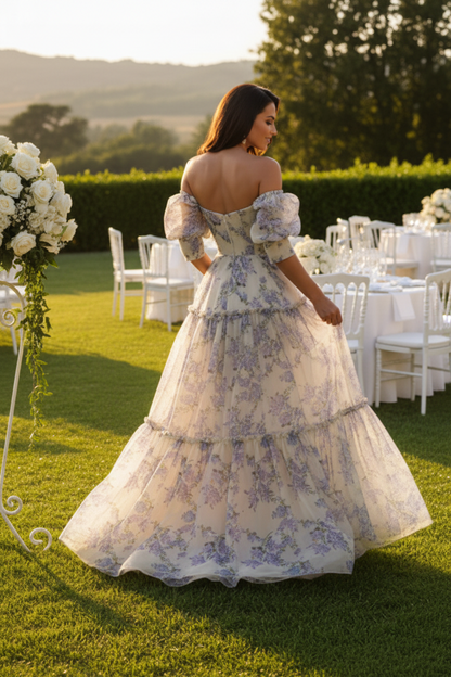 Floral Off-the-Shoulder Tiered Maxi Dress