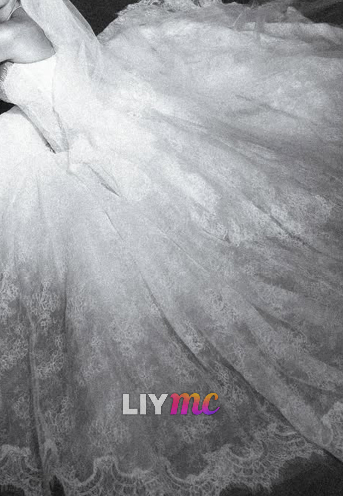 Strapless Lace Ball Gown Wedding Dress with Train