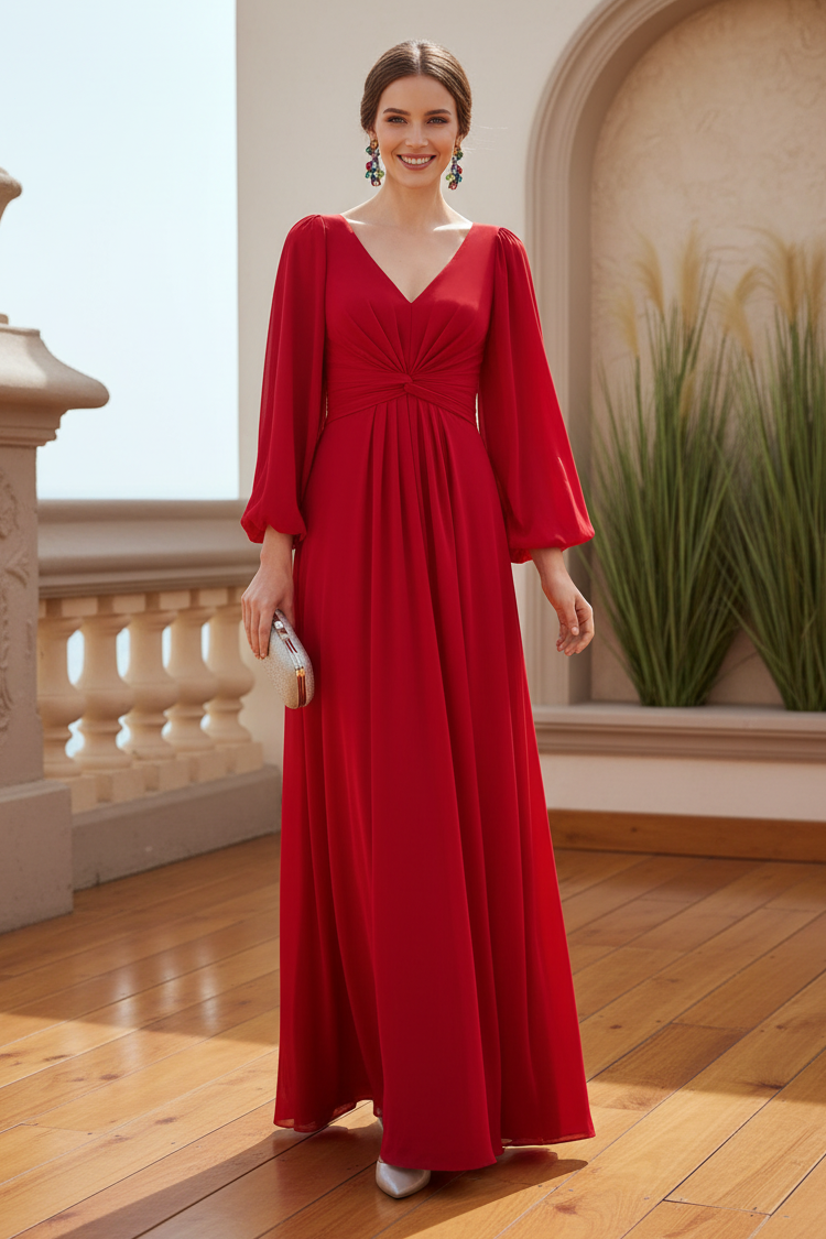 Open Back V-Neck Floor-Length Evening Gown