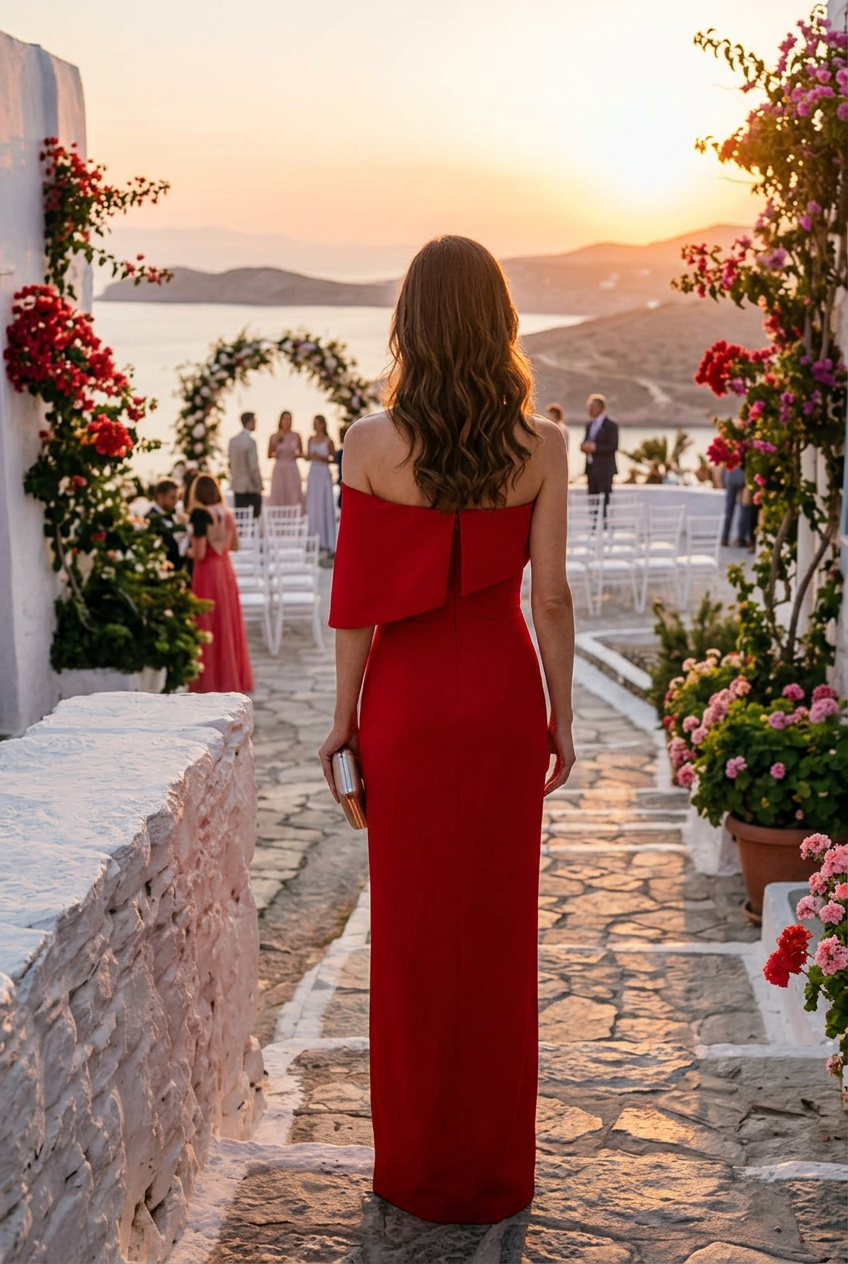 Asymmetric Fold Column Evening Gown